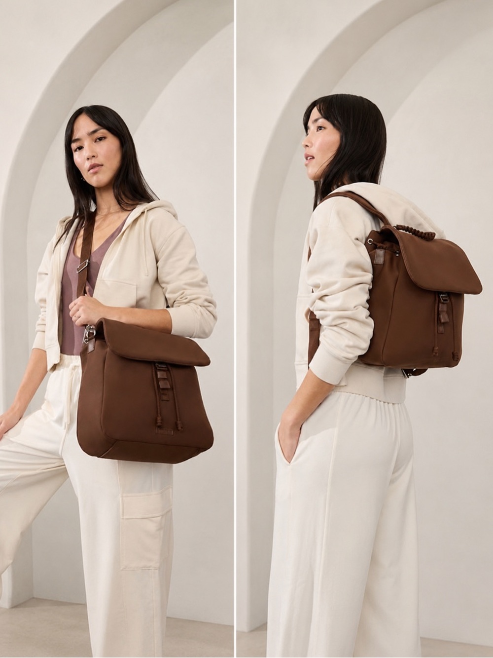 Athleta Revive Convertible Backpack Chestnut Tote NWT Gym Travel School Work Bag